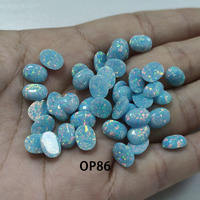 Opales synthétiques ovales cabochon, pierres précieuses en vrac, opales de feu synthétiques en forme d'œuf à fond plat pour bagues et bijoux