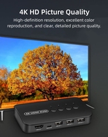 Commutateur KVM HDMI HD 4K USB2.0 4 entrées 1 sortie pour PC, ordinateur portable, moniteur, clavier, souris