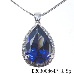 สร้อยคอจี้เงินแท้ 925 ประดับเพชรคิวบิกเซอร์โคเนียทรงวงแหวนคู่ พร้อมแทนซาไนต์ - Product Image 6