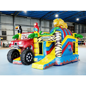 Castillo Inflable para Niños, Zona de Juegos Inflable con Tobogán, Temática de Zoológico - Product Image 2