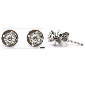 Boucles d'oreilles solitaires en or blanc massif 18 carats, diamant rond, bijoux haut de gamme, fabrication artisanale, pour femmes, anniversaire simple - Product Image 2