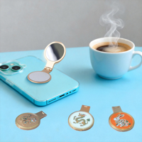Support de téléphone de bureau adhésif rotatif et flexible, nouveau, tendance, mignon, avec miroir autocollant, personnalisable avec logo, cadeau pour filles