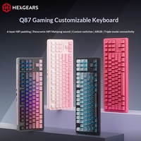Clavier mécanique sans fil HEXGEARS Q87 87 touches, tri-mode BT, interrupteurs Kailh, hot-swappable, keycaps PBT avec joint, ARGB, 4000 mAh, pour le gaming