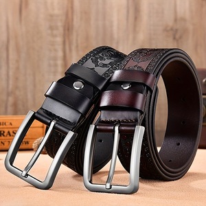 <span class=keywords><strong>Ceinture</strong></span> en cuir verni sculpté pour <span class=keywords><strong>homme</strong></span> avec boucle en alliage, style professionnel, longueur 110-130 cm - Product Image 1