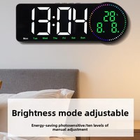 Moderner Minimalistischer Schlafzimmer-Wanduhr mit LED-Digitalanzeige, Wecker, Stecker- und Batteriebetrieb, Anzeige von Zeit, Tag und Woche