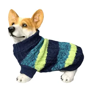 Round neck Checkerboard white green dog cat pet cloth clothes clothing sweater apparel knitted dog sweater free pattern