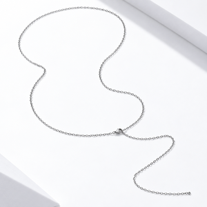 Collier long en acier inoxydable couleur argent 90 cm, collier à maillons fins avec un design minimaliste et sobre - Product Image 1