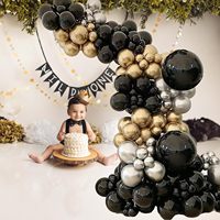 99 pièces noir or ballon guirlande arc Kit noir métallique or argent ballons de fête pour hommes remise des diplômes fête de retraite