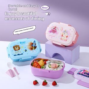 Karikatür tavşan çocuk 304 paslanmaz çelik öğle yemeği kutusu öğrenci kantin ve yurt kullanımı için Heatable PP kapaklı - Product Image 4