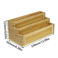 Organisateur de bureau en bois avec panneau en rotin, porte-documents à 3 niveaux, support de rangement, logo personnalisé, OEM, vente en gros