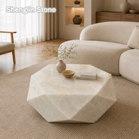 Table basse moderne en onyx naturel de Source Factory, table centrale géométrique en pierre polie pour villa, hôtel, salon