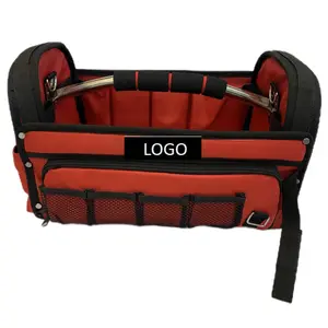 Custom Open Top Tote Bag 600D Polyester Electrical Tool Bag Soft Handle