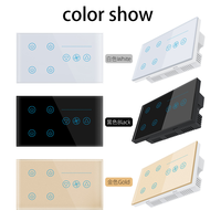Ventilador Tuya del Reino Unido y La UE y 4 Gang Light Smart WiFi Voice Control remoto Switch Panel de vidrio Funciona con Google Home Alexa