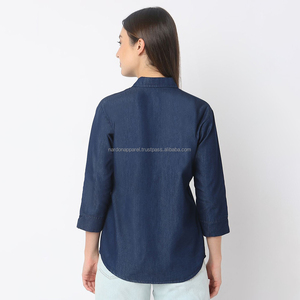 Nardon Apparel 2025 Offre Spéciale Tendance Chemise en jean Bouton Manches bleues Taille longue Chemises en jean en coton Vêtements Nardon - Product Image 2