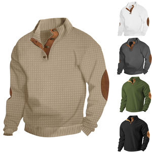 Camisa de Manga Larga para Hombre, Primavera 2025, Color Sólido, Cuello Medio Abierto, Estilo Retro Casual, Cómoda y a la Moda - Product Image 1