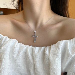 Dylam Souvenir Accessory Pave Cz <b>Silver</b> 925 Sterling <b>Silver</b> Cross Necklace Collarbone Collar <b>Choker</b> Necklace for Man and Women - Product Image 2