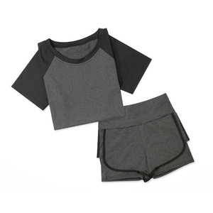 Bio-Baumwolle Hochgeschnittenes Yoga-Set <span class=keywords><strong>Leggings</strong></span> BH Shirts Shorts Mantel Damen Fitnessstudio Workout Fitness Sportbekleidung - Product Image 4