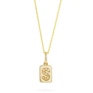 Women fashion jewelry 18K gold plated 925 sterling silver diamond S initial necklace pendant