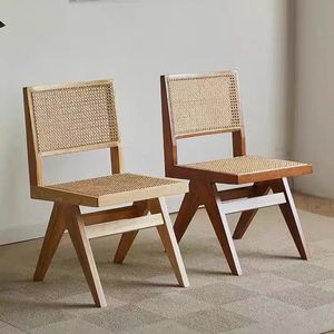 Chaise de salle à manger moderne en bois massif, tressée à la main, chaise longue de loisirs en rotin, pour la maison et le bureau, écologique, durable, imperméable ZN 541 - Product Image 1