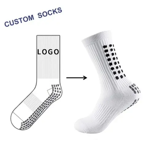 Customized logo manufacturing white black football anti slip cycling soccer athletic custom sports socks
