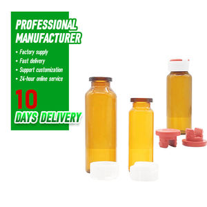 Clear Amber Glass Vials <b>Bottle</b> With <b>Plastic</b> Cap for Liquid and Powder Packing Amber Glass Vials for Medicine - Product Image 5