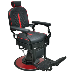 Sillón de Barbería Profesional Clásico de Cuero Negro con Bomba Hidráulica, Silla de Salón Retro para Afeitar, Silla de Peluquería para Hombres en Venta - Product Image 6