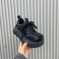 Chaussures compensées respirantes à lacets en cuir verni Magma Sole, plateforme épaisse, rehaussant la taille, pour femmes, style Dad Shoes, OEM