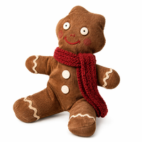 Boneka Manusia Roti Jahe Natal dari Kain Corduroy Vintage dengan Syal Rajut Merah untuk Dekorasi Rumah Liburan Bergaya Rustik dan Hadiah