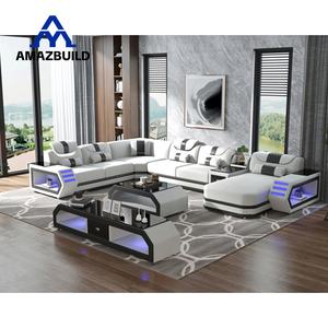 आधुनिक डिजाइन चमड़े के सोफे के साथ फर्नीचर सेट फर्नीचर - Product Image 4