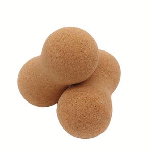 Custom Logo Muscle Relax Yoga Roller Natural Cork Peanut Double <b>Massage</b> <b>Balls</b> for Studio Promotions - Product Image 3