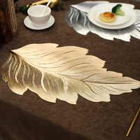 Set de table transfrontalier en plastique en forme de feuille, imperméable, moderne, minimaliste, haut de gamme, luxe léger, lavable et isolant thermique pour la salle à manger