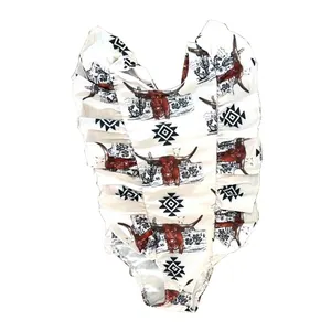 Boutique Western Swimwear Beachwear Bathing Suit One Piece Swimsuit Newborn Baby Girl Romper Suit Bikini