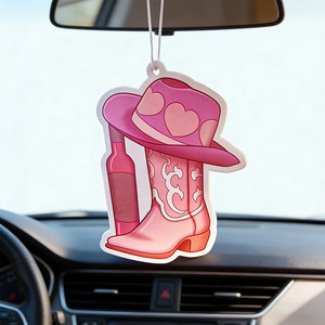 Sombrero de Vaquero Rosa Colgante de Papel, Estilo Hip Hop, para Coche, Eliminador de Olores, Decorativo, Aromático, Personalizado, Tendencia de Moda - Product Image 1