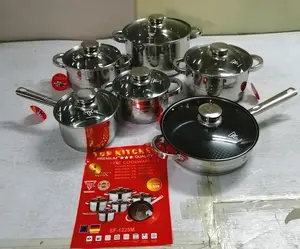 गर्म बिक्री स्टेनलेस स्टील cookware सेट रसोई के सामान के लिए सेट 9-परतों के लिए रूस बर्तन सेट नीचे