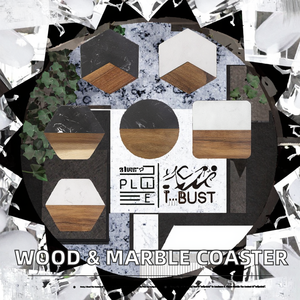 Sous-verres en bois d'acacia et marbre, écologiques, diamètre 10 cm, épaisseur 1 cm, design moderne, pour la maison, le bureau, les tasses à thé et à café - Product Image 2