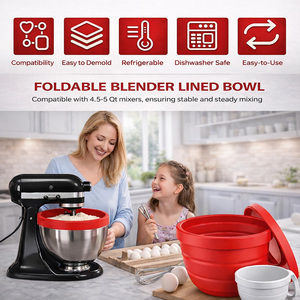 Inserts <span class=keywords><strong>de</strong></span> bol mélangeur antiadhésifs, inserts <span class=keywords><strong>de</strong></span> bol en silicone pliables, doublures <span class=keywords><strong>de</strong></span> mélange réutilisables, doublures <span class=keywords><strong>de</strong></span> bol en silicone pour mélangeur Kitchen Aid 5Qt - Product Image 2