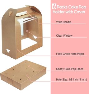 Hộp Đựng Bánh Pop Di Động Hộp Đựng Đồ Trưng Bày Kẹo Mút Có Nắp Hộp Táo Kẹo Có Lỗ - Product Image 6