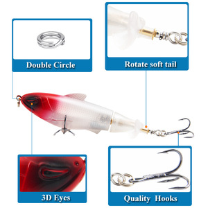 Leurre de pêche artificiel dur Xy 107 Pencil Lure pour eau moyenne, pour la pêche au bar, avec hameçon triple en acier à haute teneur en carbone - Product Image 3