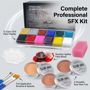 Kit de Maquillaje IMMETEE SFX, Set Profesional de Silicona para Cicatrices, 12 Colores, Paleta de Pintura Corporal y Facial, Sangre, Efectos Especiales para Halloween, Niños - Product Image 1