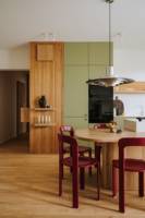 Vermont MDF avec mélamine Armoire de cuisine de couleur vert clair Cuisine en bois MDF fini brillant