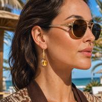 Boucles d'oreilles pendantes SA vintage ovales en émail jaune, plaquées or, pour femme, bijoux de mode pour mariage et fête, cadeau