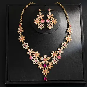 Juego de Joyería Romántica al por Mayor, Chapado en Oro de 18K, para Boda, Compromiso, Aniversario, Collar y Aretes para Novia, Regalo para Fiesta, <span class=keywords><strong>MoLin</strong></span> - Product Image 4