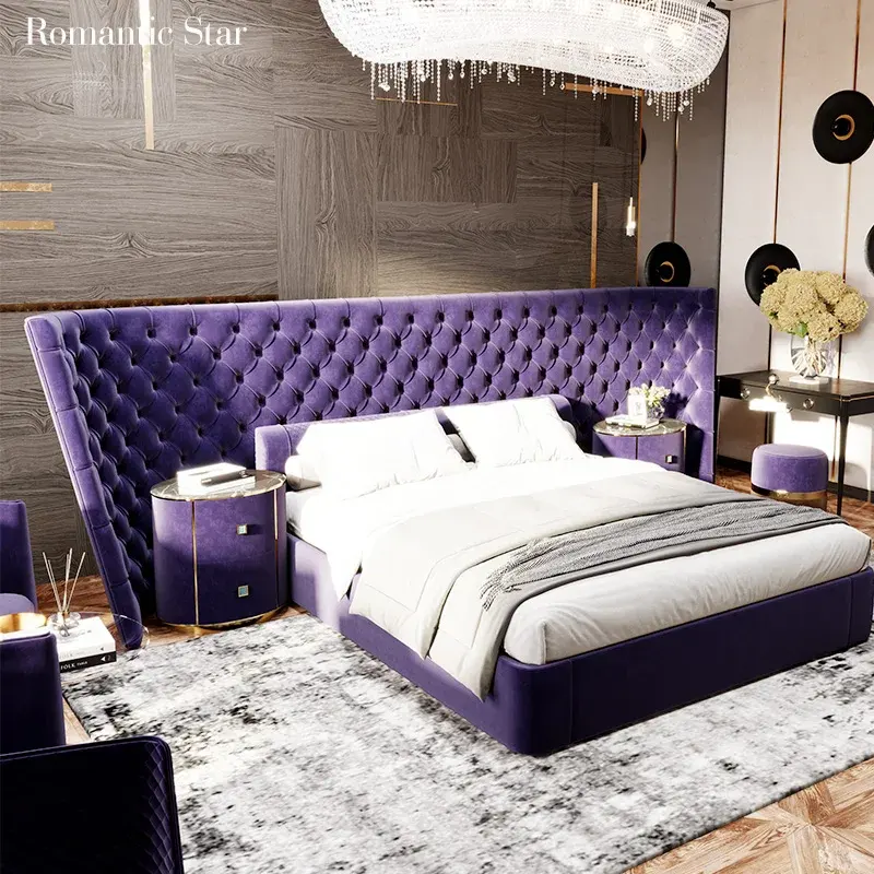 Villa 2 ,2 m hochklappbett, italienisches design schlafzimmer mit breitem bildschirm stoff ehebett