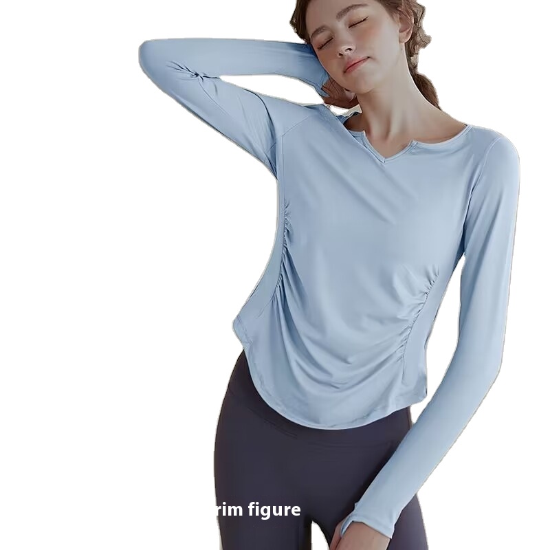 Women's Slimming Long Sleeve Yoga Top for Spring Autumn Quick-Dry Fitness Training Cover-Up for Pilates & Running Adults' Front