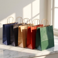 Sacs cadeaux en papier kraft colorés personnalisés avec poignées en corde torsadée, emballage écologique pour boutique de détail, mariage, fête