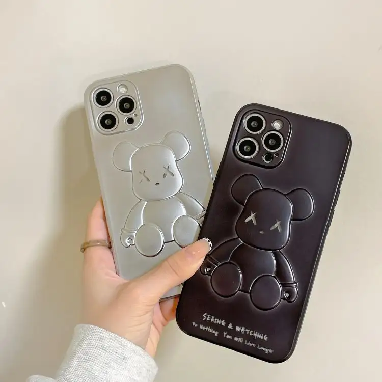 Amazon Hot 3D Luxury Cute Cartoon Bear Case For Iphone 13 Cover Matte Soft TPU Phone Case For IPhone X XR XS 11 Pro Max 7 8 plus