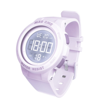 Günstige Luxus LED-Anzeige Digitale Sportuhr Modisches Rundes TPU-Gehäuse mit Acrylarmband 5BAR Wasserdicht Unisex