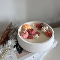 Lilin Labu Halloween Alami Terlaris Tidak Beracun - Dekorasi Rumah Hadiah Dekoratif Pesta Bunga Kering - Lilin Aroma Kedelai