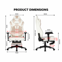 Chaise de jeu avec appuie-tête magnétique et support lombaire réglable, accoudoirs 3D et dossier inclinable pour configurations de jeu