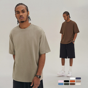 280G Heavy Cotton Round Neck Short Sleeve Men Solid Color Loose American T-shirt Summer Men's FOG Clothes Bottoming Shirt - Product Image 1